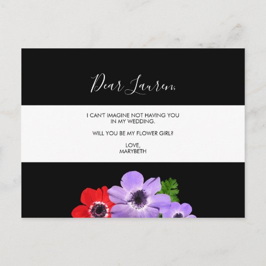 Waterverf Mijn Bloemenmeisje Bridesmaid Briefkaart (Achterkant)