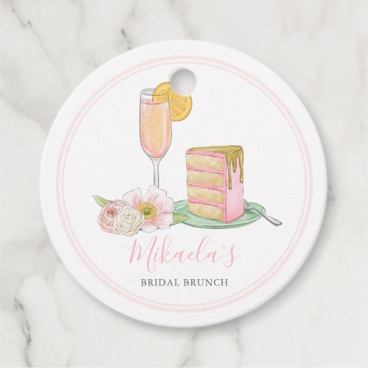 Waterverf Mimosa en Drip Cake Bridal Brunch Bedankjes Labels (Voorkant)