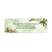 Waterverf Mingle Kerstfeestdag — Retouradres Etiket (Voorkant)