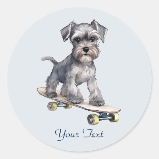 Waterverf Miniatuur Schnauzer Sticker (Voorkant)
