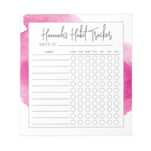 Waterverf Minimale Script Habit Tracker-toetsenblo Notitieblok