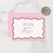 Waterverf Minimalist Wavy Hot Roze Sinaasappel Dan Notitiekaartje (Voorkant / Achterkant in situ)