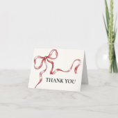 Waterverf Minimalistisch Bow Baby shower Bedankkaart (Voorkant)