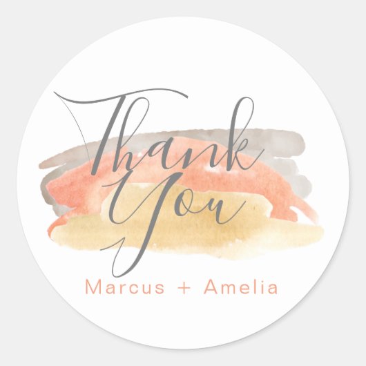 Waterverf minimalistische bruiloft Hartelijk dank Ronde Sticker (Voorkant)