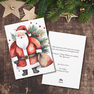 Waterverf Minimalistische Santa Bag Corporate Xmas Feestdagenkaart