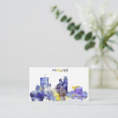 Waterverf Minneapolis Skyline Visitekaartje (Staand voorkant)