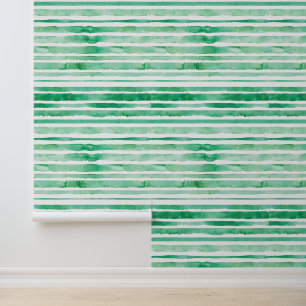 Waterverf Mint Groen Wit Streeppatronen Eenvoudig Behang