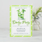 Waterverf Mint Julep Groen Kentucky Derby Uitnodig Kaart (Staand voorkant)