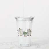 Waterverf Mint Julep Illustratie Acryl Drinkbeker (Voorkant)