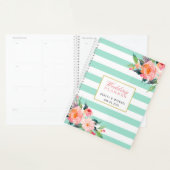 Waterverf Mint Stripes Floral Wedding Planner (Display)