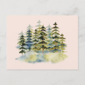 Waterverf  mistig groen dennenbos briefkaart (Voorkant)