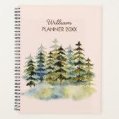 Waterverf  mistig groen dennenbos planner (Voorkant)