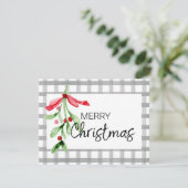 Waterverf Mistletoe - aangepaste kerstkaart (Staand voorkant)