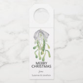 Waterverf Mistletoe lint verlaat kerst Flessenhanger (Voorkant)