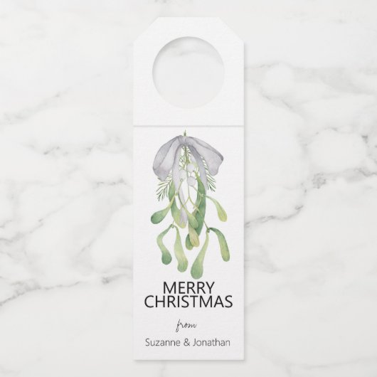 Waterverf Mistletoe lint verlaat kerst Flessenhanger (Achterkant)