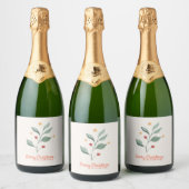 Waterverf mistletoe Star Kerstmis Wine Label Sparkling Wijnetiket (Flessen)