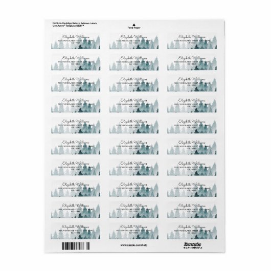 Waterverf Misty Forest retouradreslabel Etiket (Full Sheet)