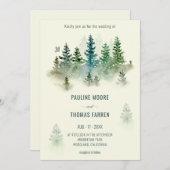 Waterverf Misty Forest Retro Rustieke Bruiloft Kaart (Voorkant / Achterkant)