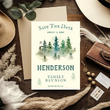 Waterverf Misty Wood Retro Rustieke Familiereünie