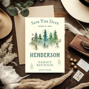 Waterverf Misty Wood Retro Rustieke Familiereünie Save The Date