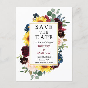 Waterverf Mixed Floral Gold Bewaar de datum Briefkaart