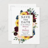 Waterverf Mixed Floral Gold Bewaar de datum Briefkaart (Voorkant / Achterkant)