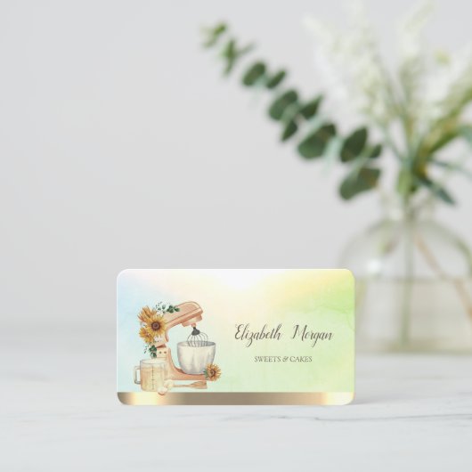 Waterverf Mixer Sunflower, Gold, Green Visitekaartje (Staand voorkant)