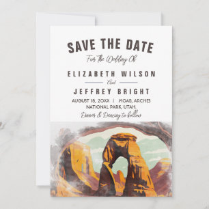 Waterverf Moab Arches Park Utah Save the Date Kaart