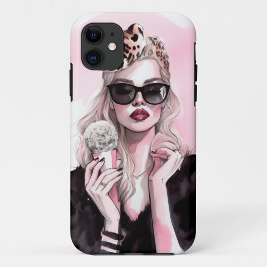 Waterverf mode meisje met ijs Case-Mate iPhone case (Achterkant)