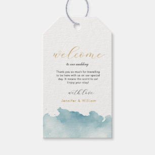 Waterverf Modern Beach bruiloft Welkom labels Cadeaulabel