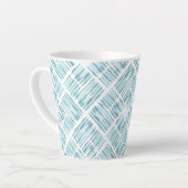 Waterverf modern blauw gestreept diagonaal patroon latte mok (Linkerhoek)