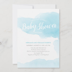 Waterverf Modern Blue Splash Clean Baby shower Kaart
