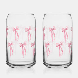 Waterverf Modern Blush Pink Bow Ribbon Blikvorm Glas