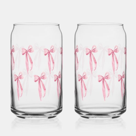 Waterverf Modern Blush Pink Bow Ribbon Blikvorm Glas (Voorkant)