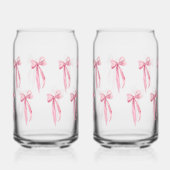 Waterverf Modern Blush Pink Bow Ribbon Blikvorm Glas (Links)