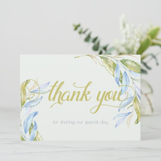 Waterverf Modern Boho Leafy Branches Dank u Bedankkaart (Staand voorkant)