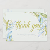 Waterverf Modern Boho Leafy Branches Dank u Bedankkaart (Voorkant / Achterkant)