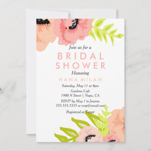 Waterverf Modern Bridal Shower Kaart (Voorkant)
