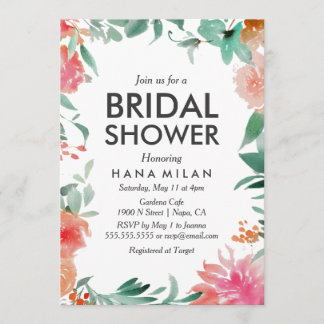 Waterverf Modern Bridal Shower Kaart