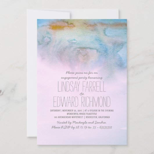 waterverf Modern Engagement Party Invitation Kaart (Voorkant)