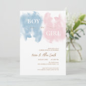 Waterverf Modern Gender Reveal Kaart (Staand voorkant)