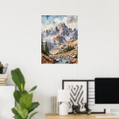 Waterverf Modern Mountains Poster (Thuiskantoor)
