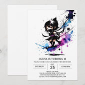 Waterverf Modern Ninja Meisje Verjaardag Kaart (Voorkant / Achterkant)