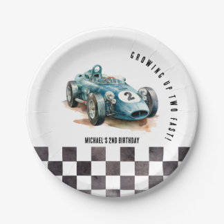 Waterverf Modern Race Car Boy Verjaardagsfeestje Papieren Bordje