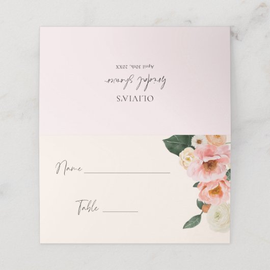 Waterverf Modern Roze Perzik Bloemige Bruiloft Fee (Buitenkant ongevouwen)