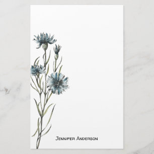 Waterverf Modern Wilde Bloem Groene Beplanting Briefpapier