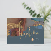 Waterverf Moderne Abstracte Mitzvah DANK U Bedankkaart (Staand voorkant)