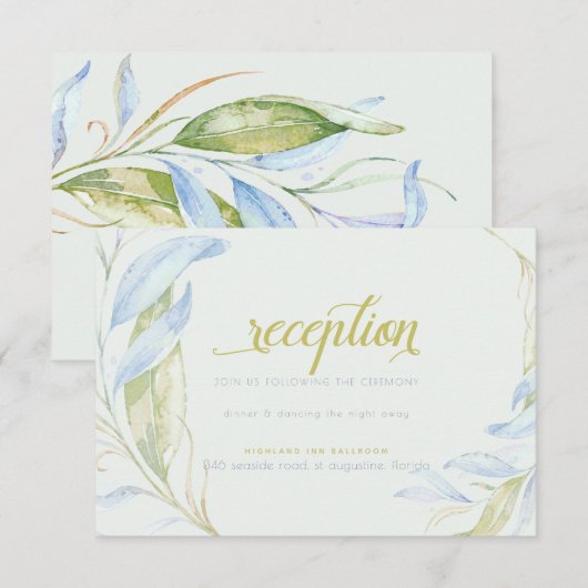 Waterverf moderne Boho Leafy Branches receptie Kaart (Voorkant / Achterkant)