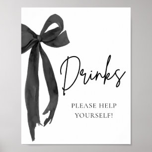 Waterverf Moderne Elegante Zwarte Boog Drinken Tek Poster