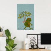 Waterverf moderne groene kikker & bladeren paraplu poster (Thuiskantoor)